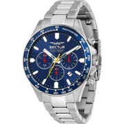 Sector 230 R3273661056 - bracciale e cassa acciaio - quadrante blu con cronografo e datario